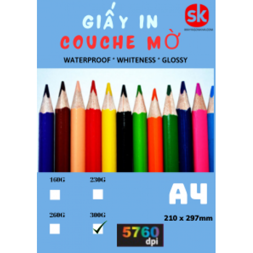 Giấy Couche mờ in mực nước 300G 