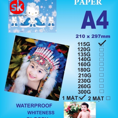 Giấy in ảnh 1 mặt A4 115G
