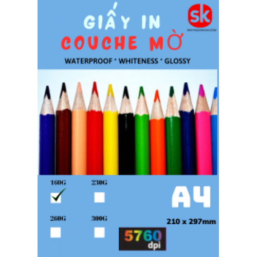 Giấy Couche mờ in mực nước 160G 